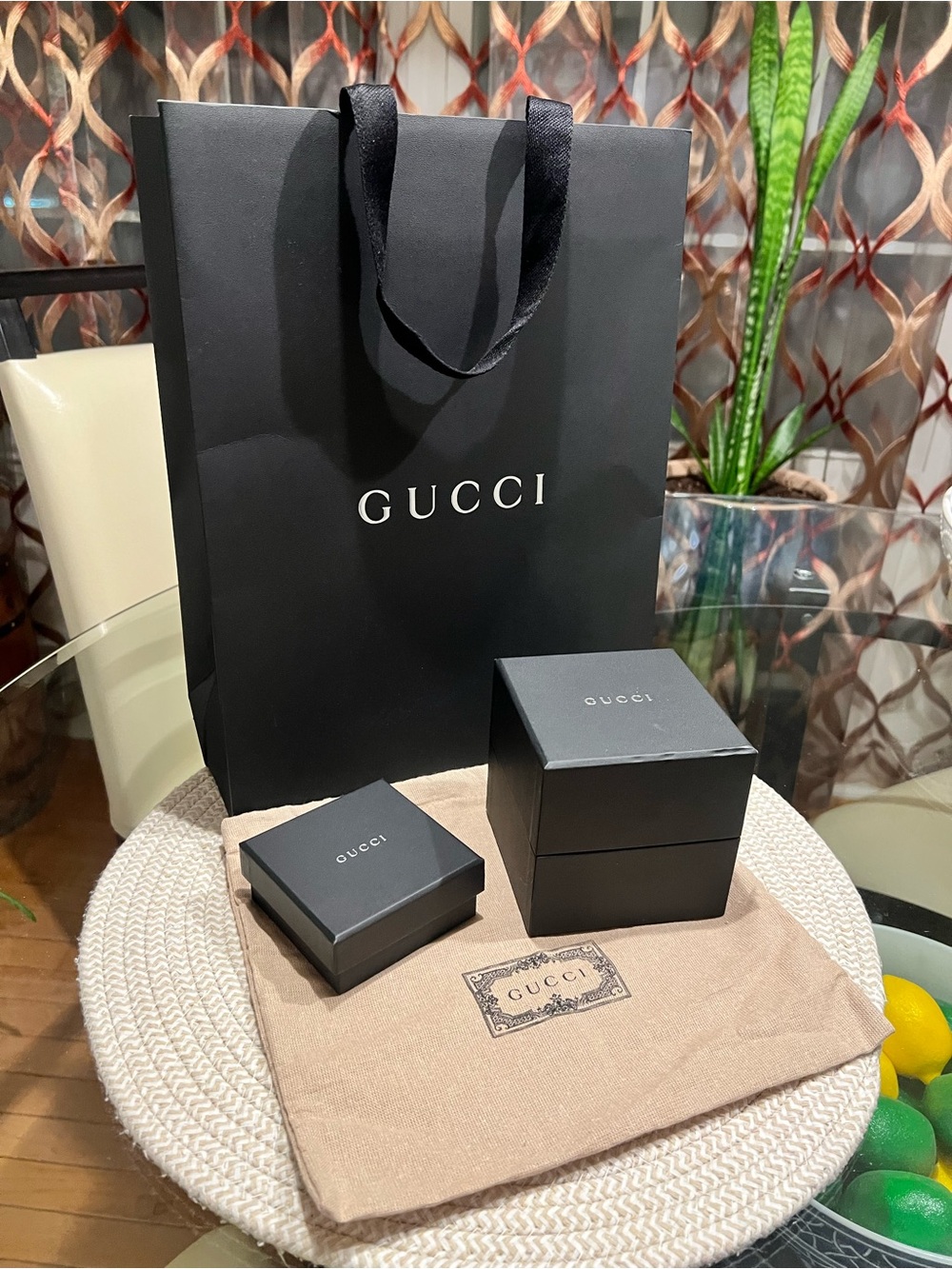 Gucci Black Gift Bag with TWO Black Jewelry Boxes